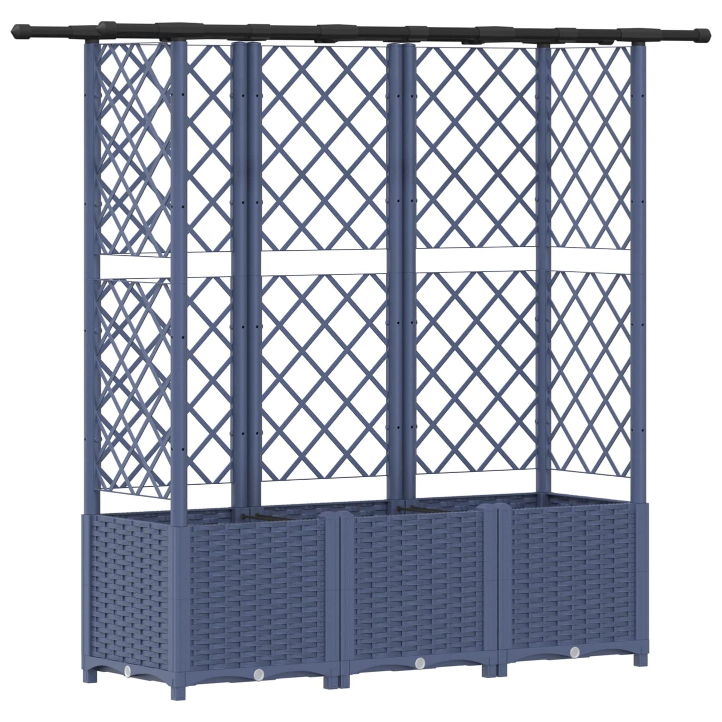 Verhoogd Bed met Trellis en Dak Grijs 163,5 x 40 x 138 cm PP