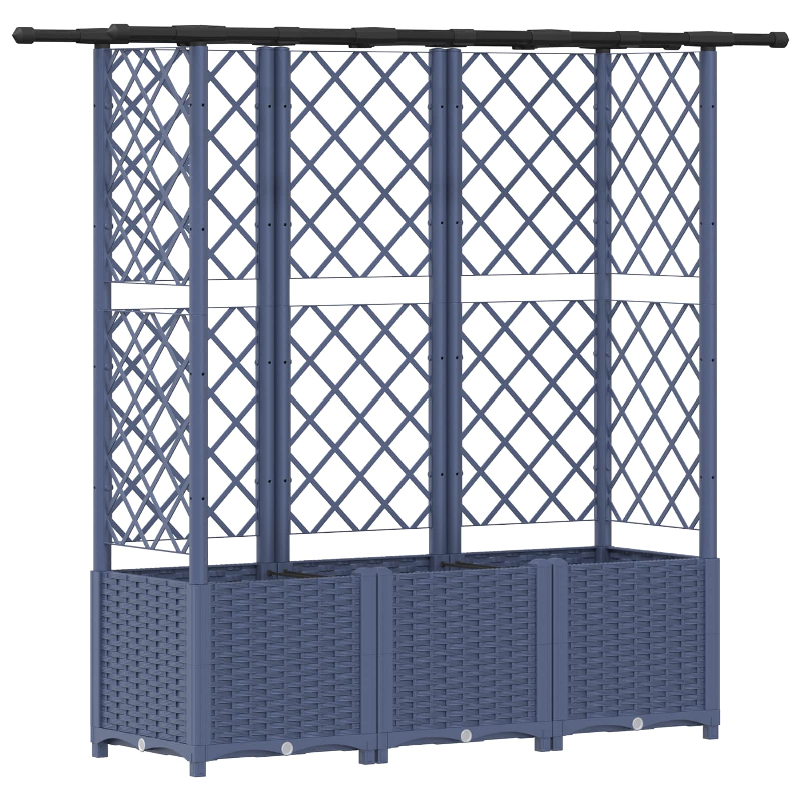 Verhoogd Bed met Trellis en Dak Grijs 163,5 x 40 x 138 cm PP