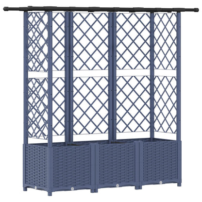 Verhoogd Bed met Trellis en Dak Grijs 163,5 x 40 x 138 cm PP
