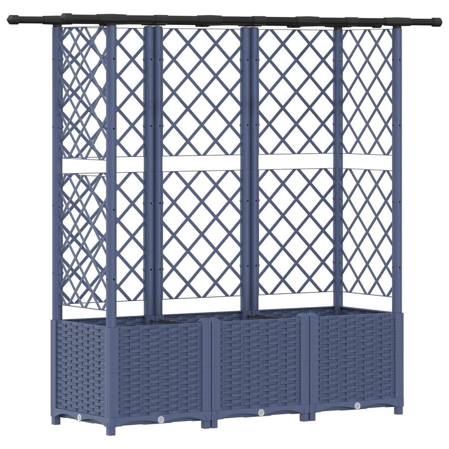 Verhoogd Bed met Trellis en Dak Grijs 163,5 x 40 x 138 cm PP