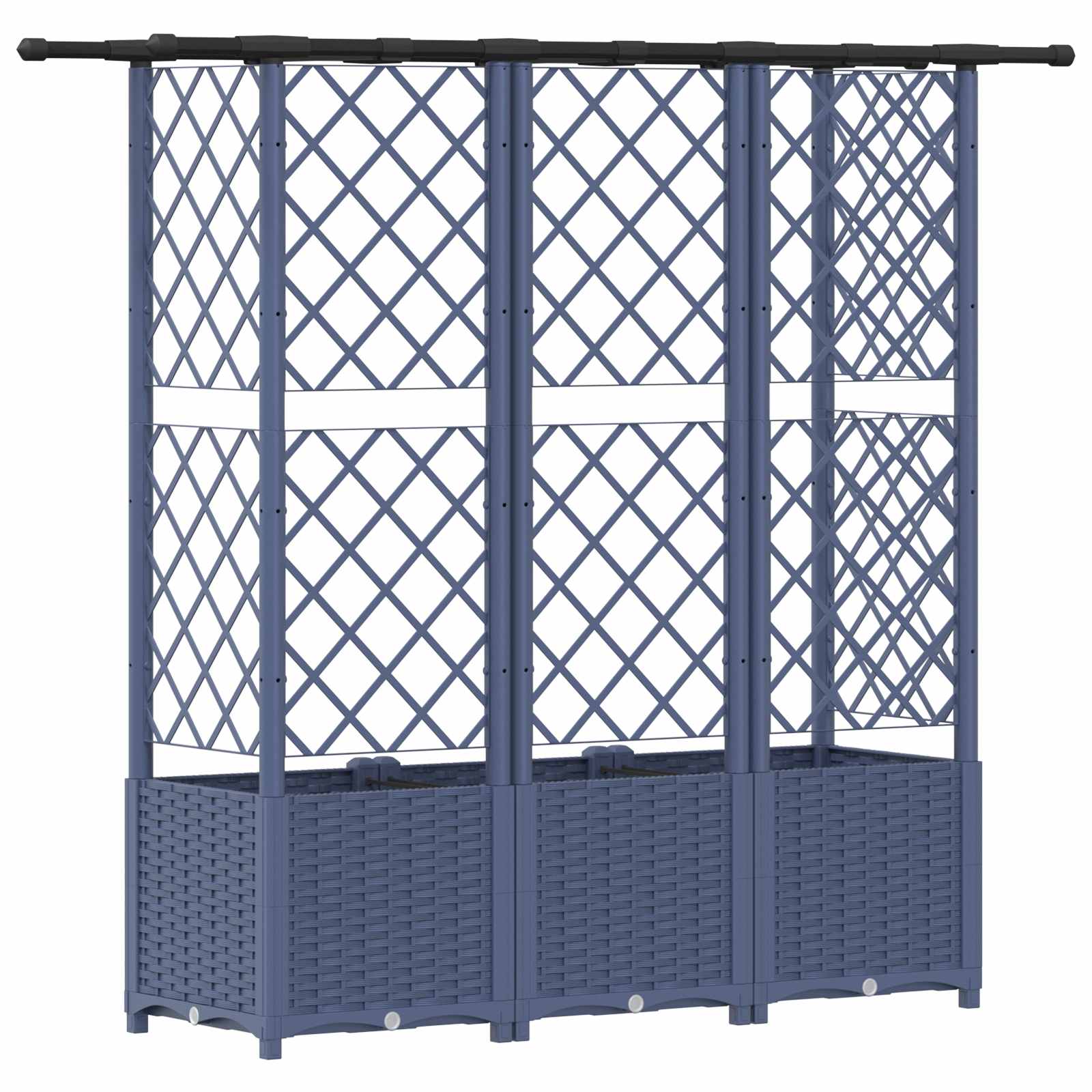 Verhoogd Bed met Trellis en Dak Grijs 163,5 x 40 x 138 cm PP