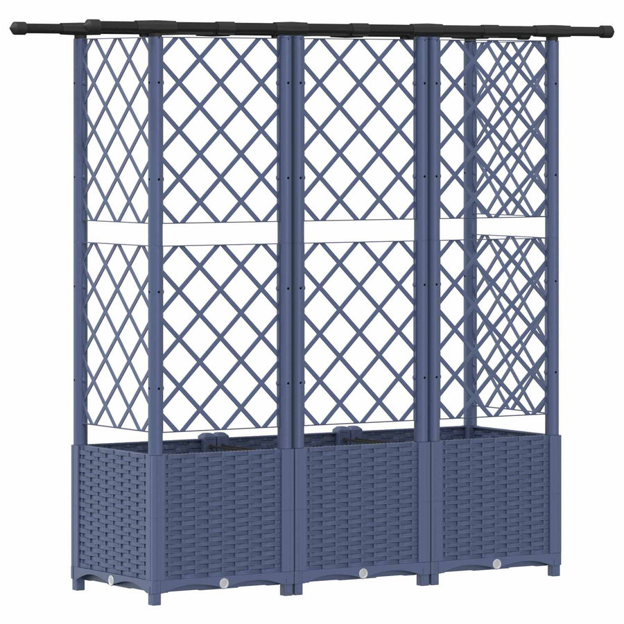 Verhoogd Bed met Trellis en Dak Grijs 163,5 x 40 x 138 cm PP
