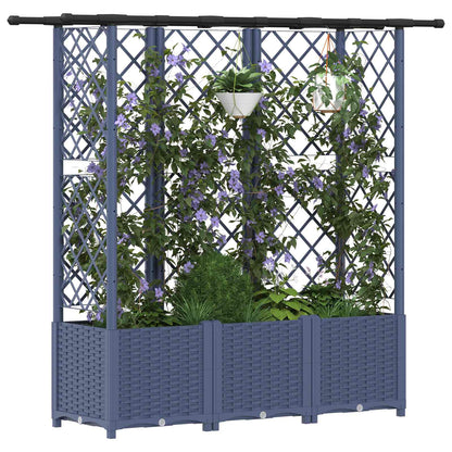Verhoogd Bed met Trellis en Dak Grijs 163,5 x 40 x 138 cm PP