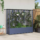 Verhoogd tuinbed grijs 202x40x138 cm PP met dak en trellis