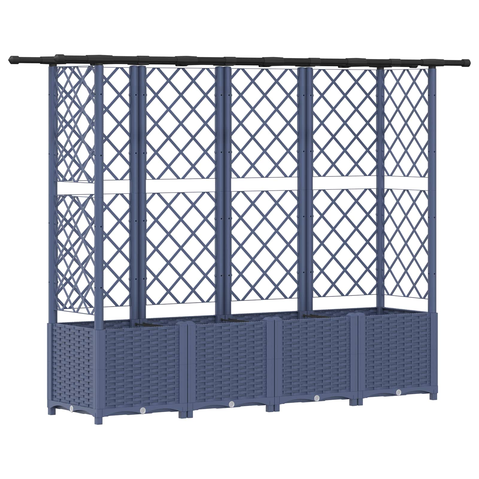 Verhoogd Bed met Trellis en Dak Grijs 202 x 40 x 138 cm PP