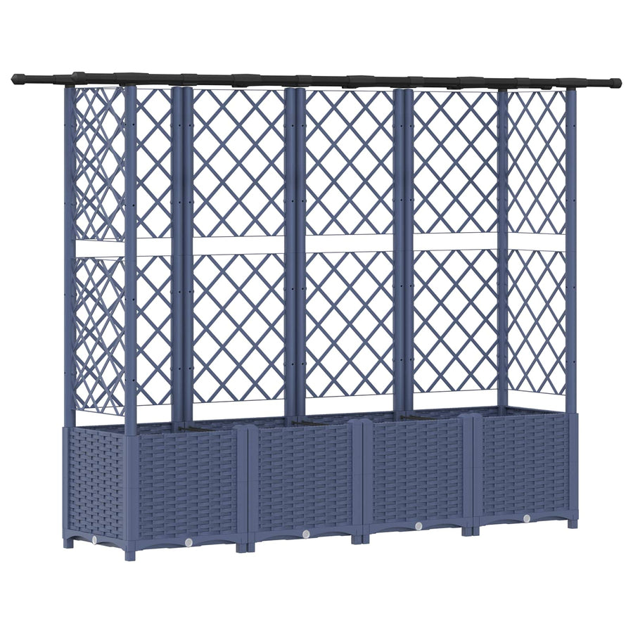 Verhoogd Bed met Trellis en Dak Grijs 202 x 40 x 138 cm PP