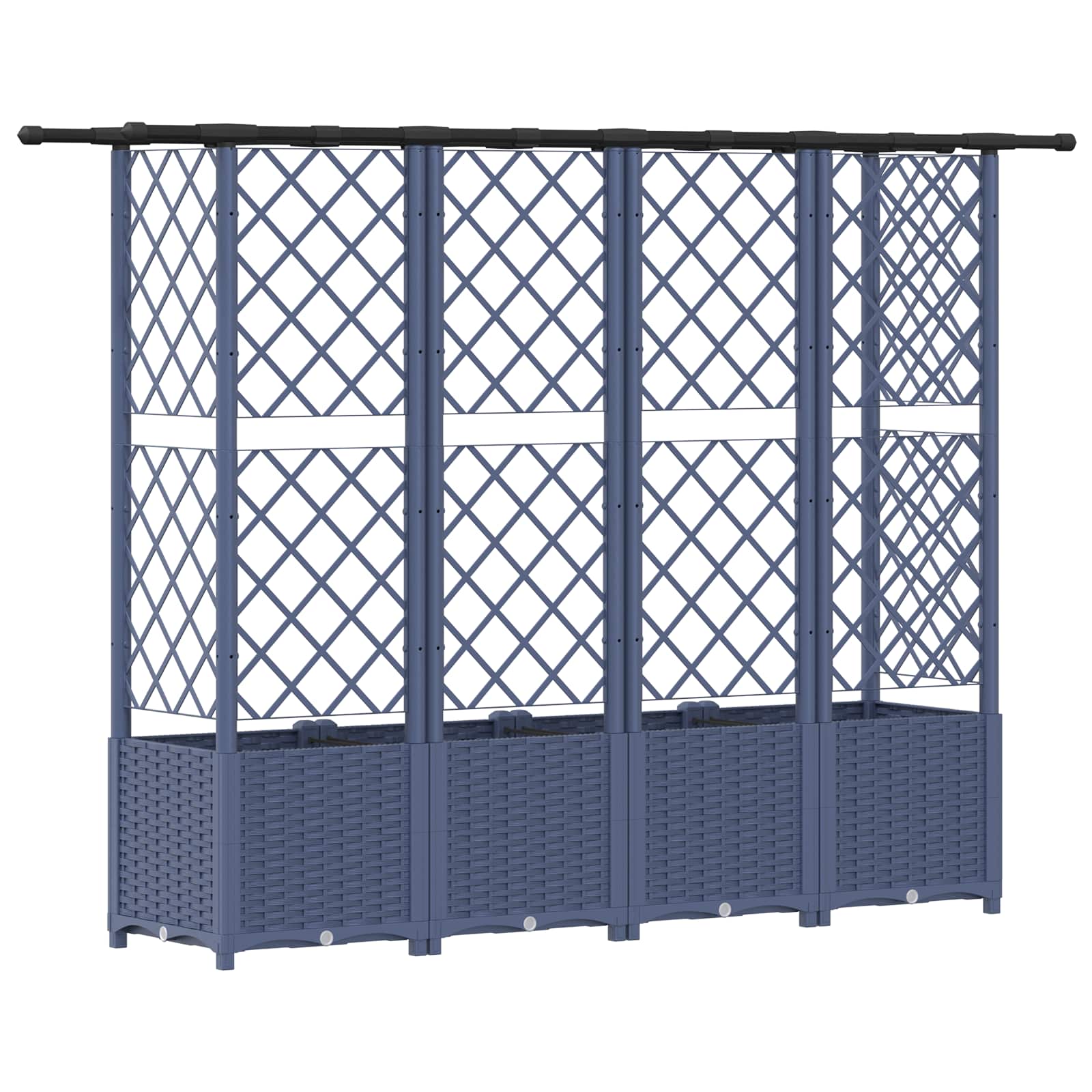 Verhoogd Bed met Trellis en Dak Grijs 202 x 40 x 138 cm PP