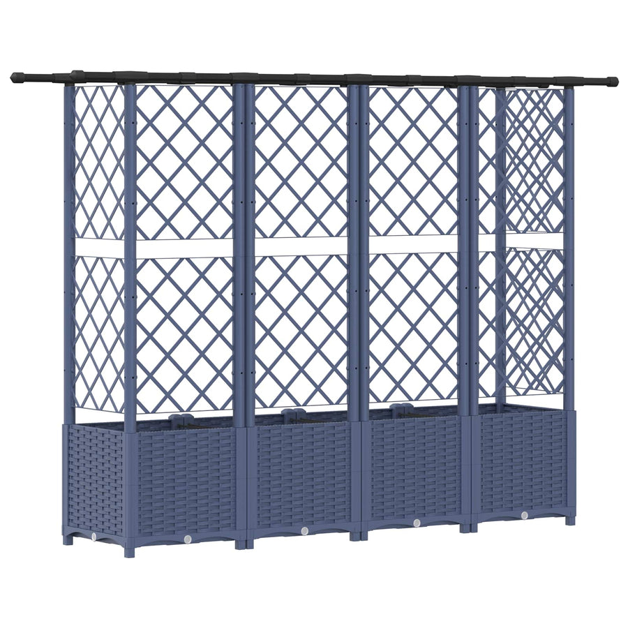 Verhoogd Bed met Trellis en Dak Grijs 202 x 40 x 138 cm PP
