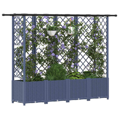 Verhoogd Bed met Trellis en Dak Grijs 202 x 40 x 138 cm PP