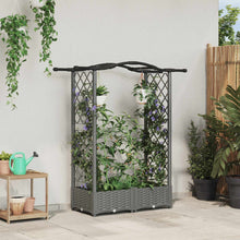 Verhoogd Bed met Trellis en Dak Lichtgrijs 124 x 40 x 125 cm PP