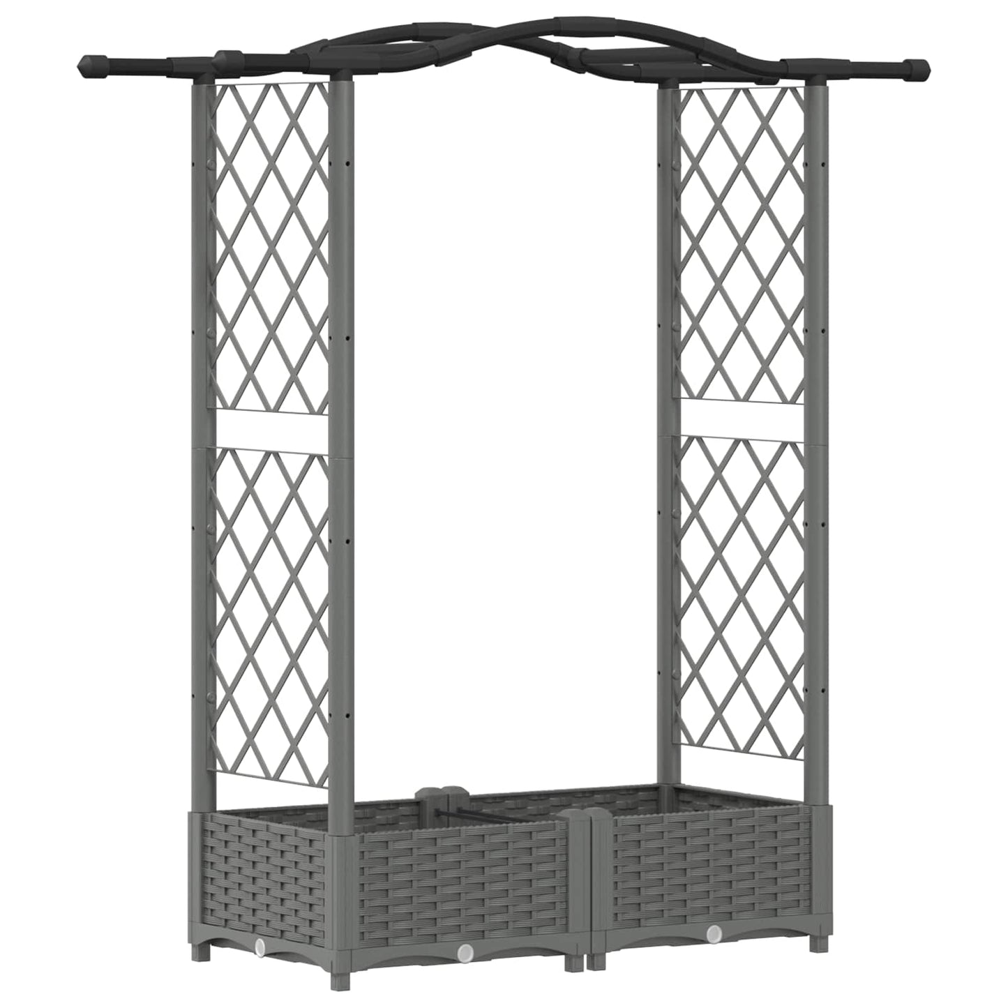 Verhoogd Bed met Trellis en Dak Lichtgrijs 124 x 40 x 125 cm PP