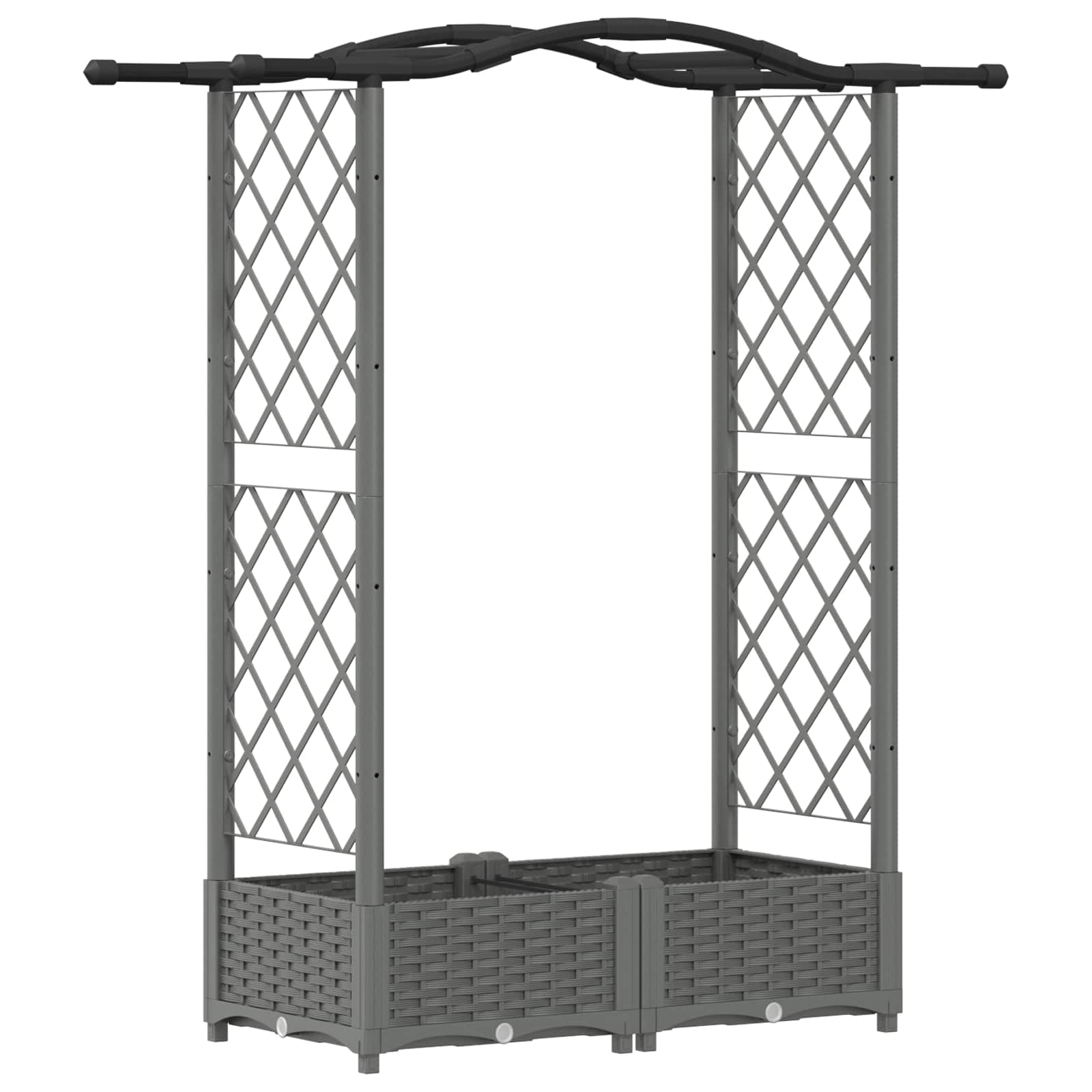 Verhoogd Bed met Trellis en Dak Lichtgrijs 124 x 40 x 125 cm PP