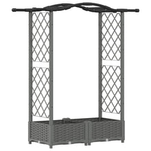 Verhoogd Bed met Trellis en Dak Lichtgrijs 124 x 40 x 125 cm PP