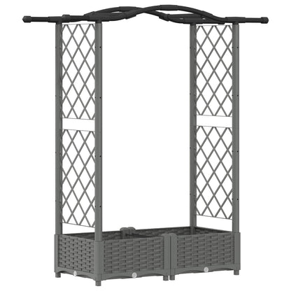 Verhoogd Bed met Trellis en Dak Lichtgrijs 124 x 40 x 125 cm PP