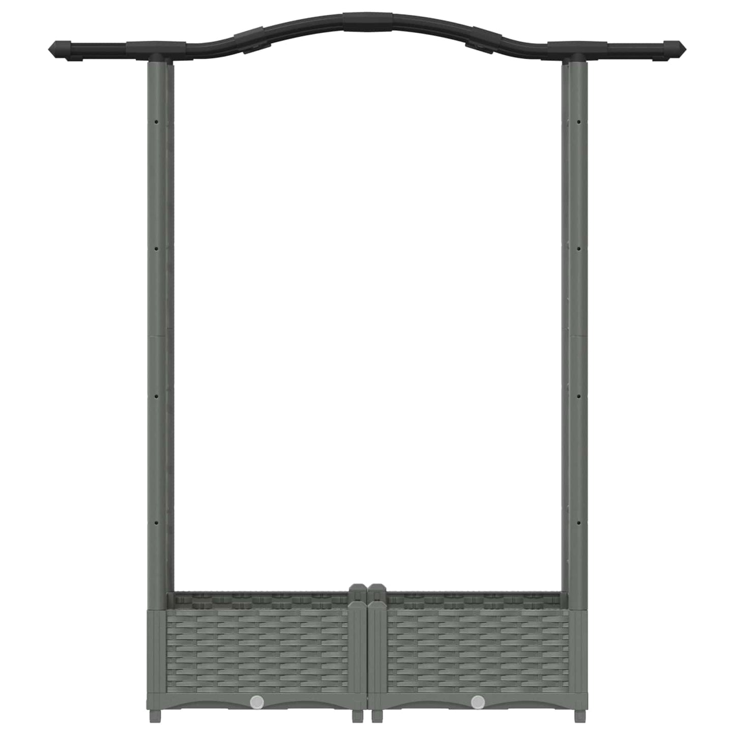 Verhoogd Bed met Trellis en Dak Lichtgrijs 124 x 40 x 125 cm PP