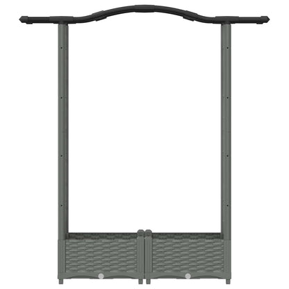 Verhoogd Bed met Trellis en Dak Lichtgrijs 124 x 40 x 125 cm PP