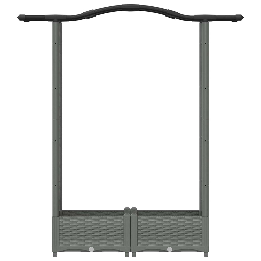Verhoogd Bed met Trellis en Dak Lichtgrijs 124 x 40 x 125 cm PP