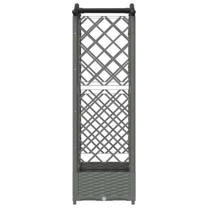Verhoogd Bed met Trellis en Dak Lichtgrijs 124 x 40 x 125 cm PP