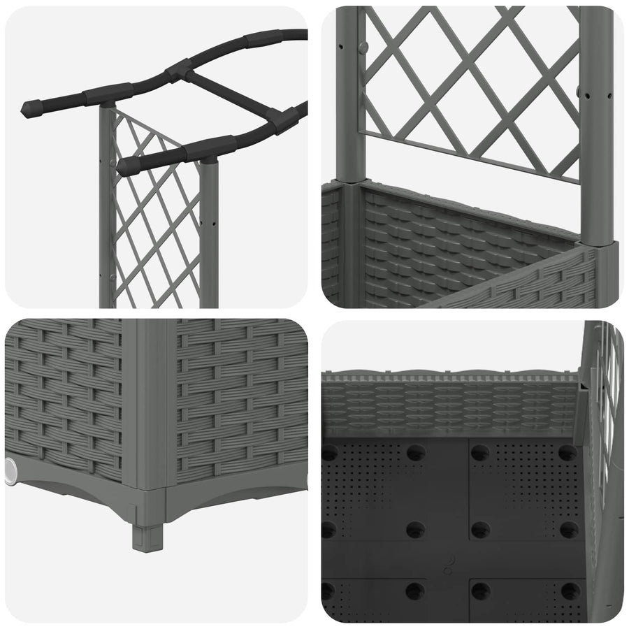 Verhoogd Bed met Trellis en Dak Lichtgrijs 169 x 40 x 125 cm PP