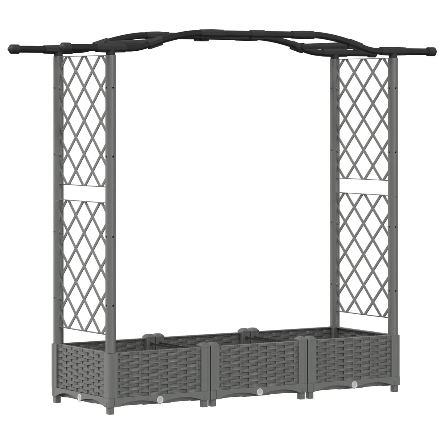 Verhoogd Bed met Trellis en Dak Lichtgrijs 169 x 40 x 125 cm PP