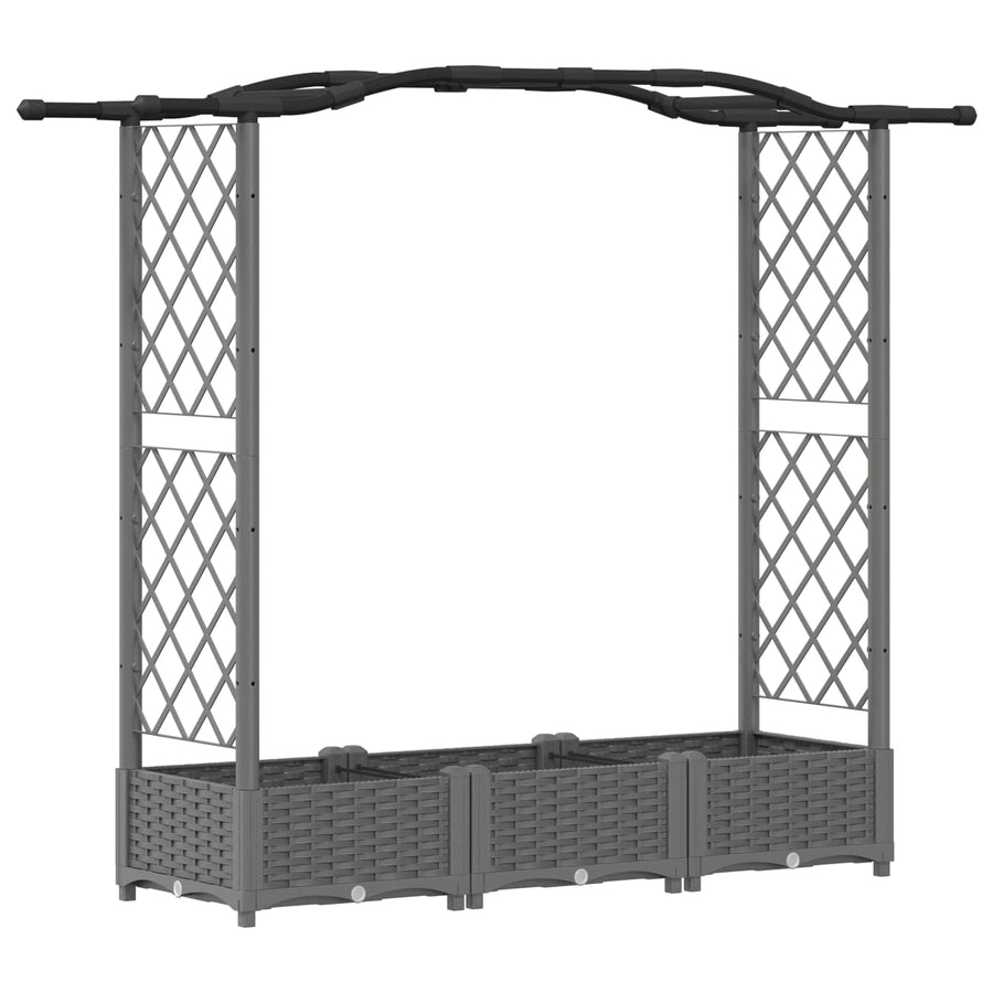 Verhoogd Bed met Trellis en Dak Lichtgrijs 169 x 40 x 125 cm PP