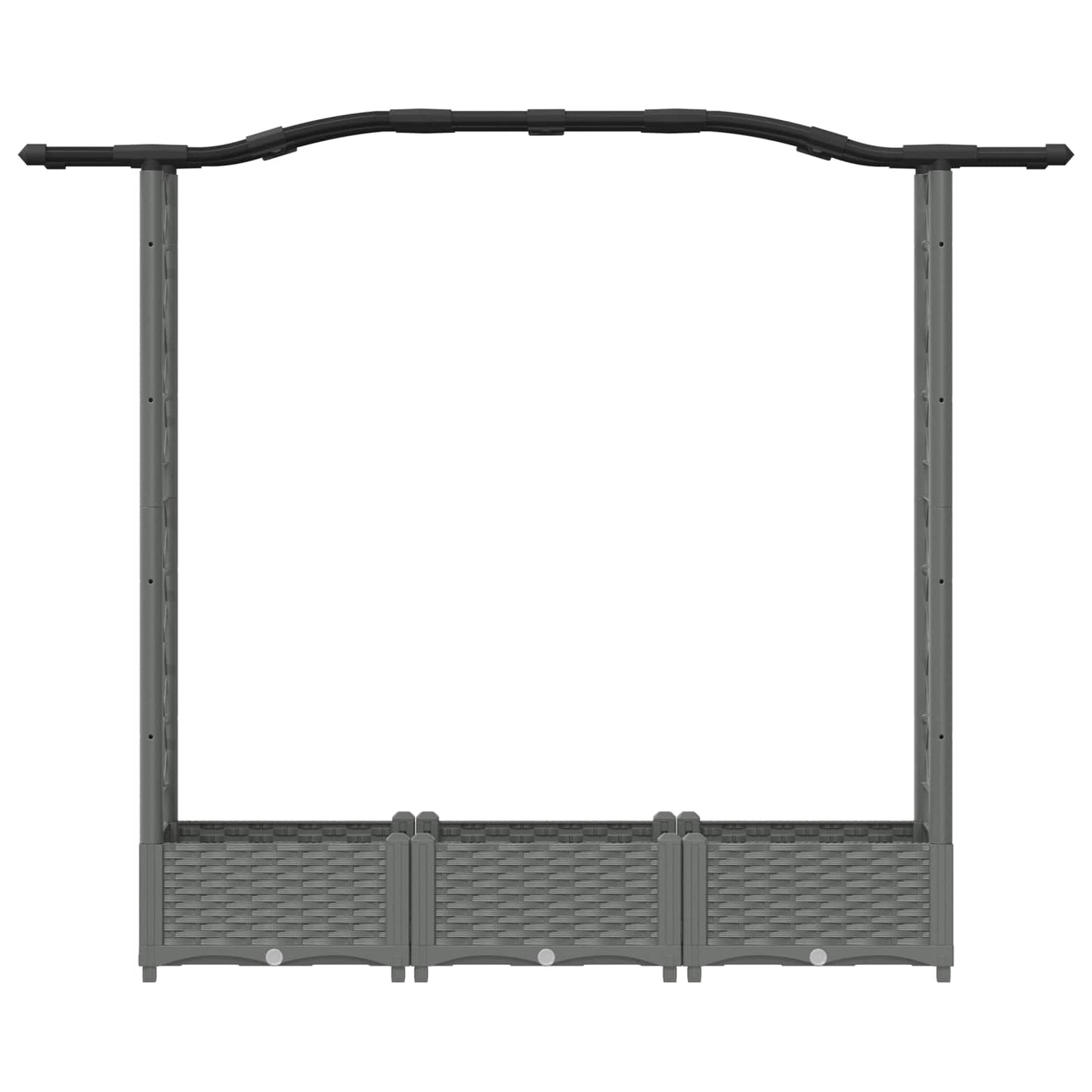 Verhoogd Bed met Trellis en Dak Lichtgrijs 169 x 40 x 125 cm PP