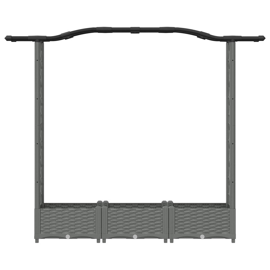 Verhoogd Bed met Trellis en Dak Lichtgrijs 169 x 40 x 125 cm PP