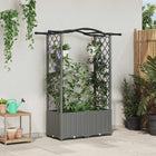 Verhoogd tuinbed met dak 207x40x126 cm lichtgrijs PP