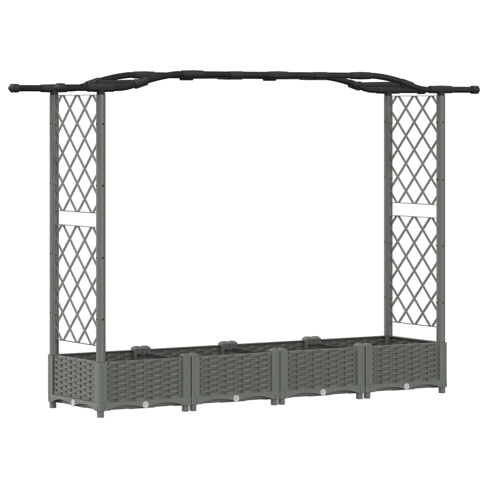 Verhoogd Bed met Trellis en Dak Lichtgrijs 207 x 40 x 126 cm PP
