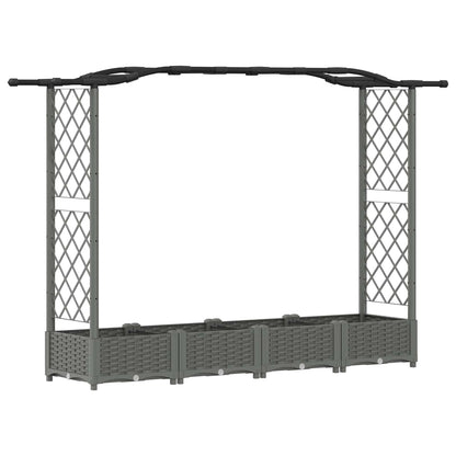 Verhoogd Bed met Trellis en Dak Lichtgrijs 207 x 40 x 126 cm PP