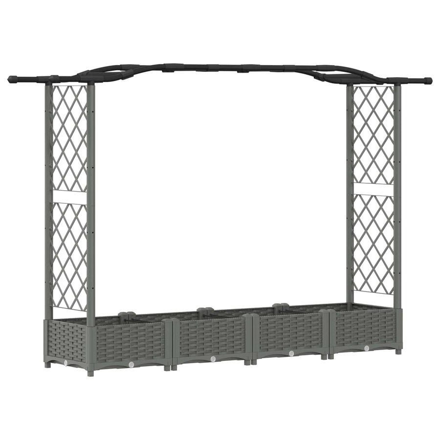 Verhoogd Bed met Trellis en Dak Lichtgrijs 207 x 40 x 126 cm PP