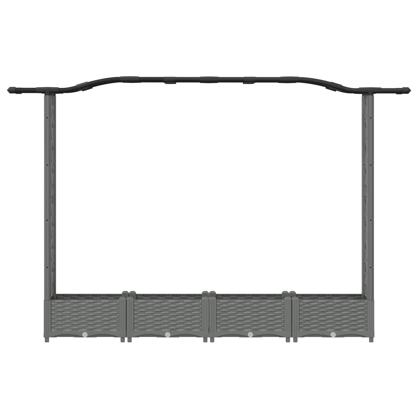 Verhoogd Bed met Trellis en Dak Lichtgrijs 207 x 40 x 126 cm PP