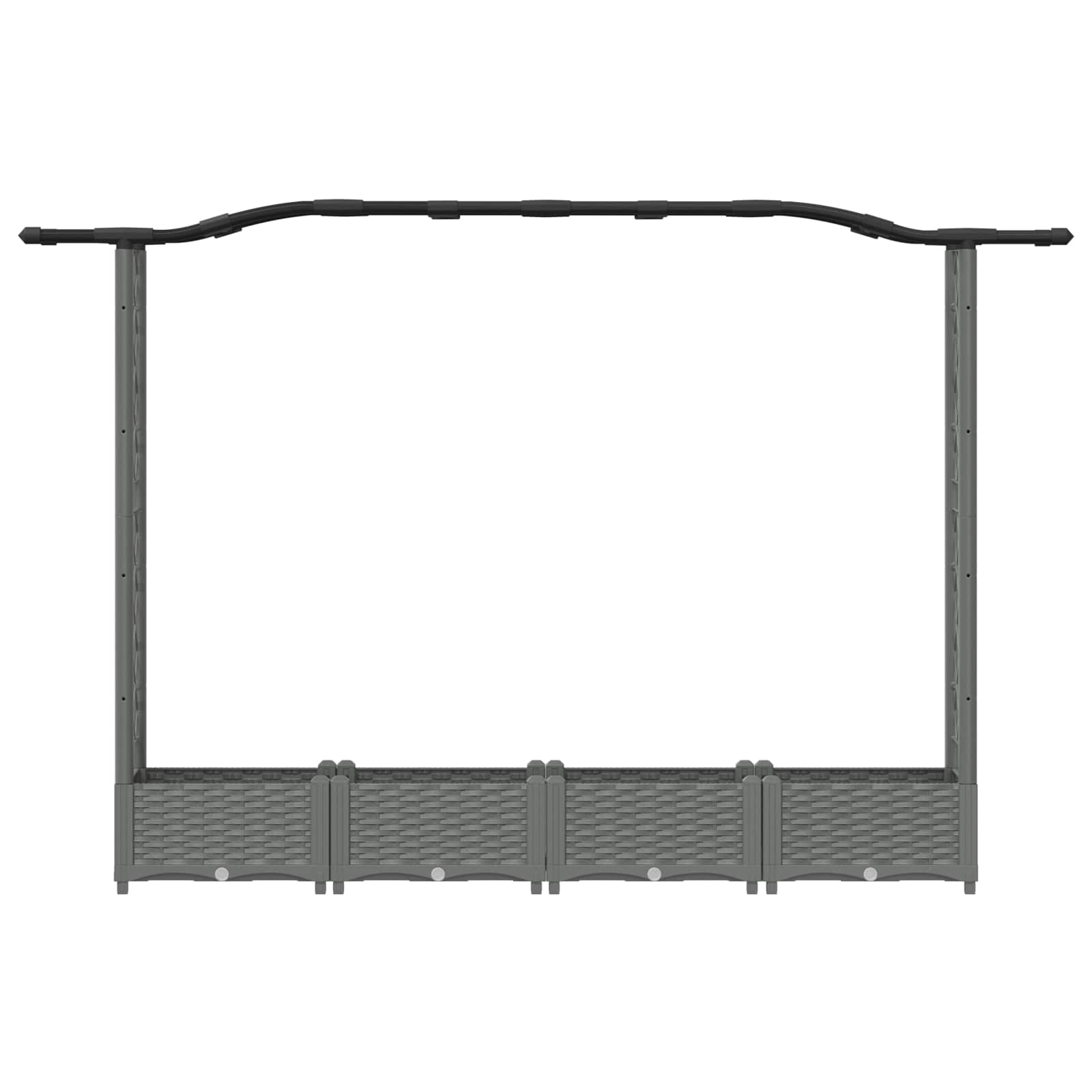 Verhoogd Bed met Trellis en Dak Lichtgrijs 207 x 40 x 126 cm PP