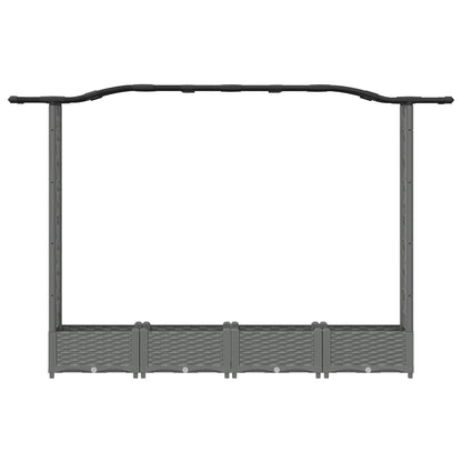 Verhoogd Bed met Trellis en Dak Lichtgrijs 207 x 40 x 126 cm PP