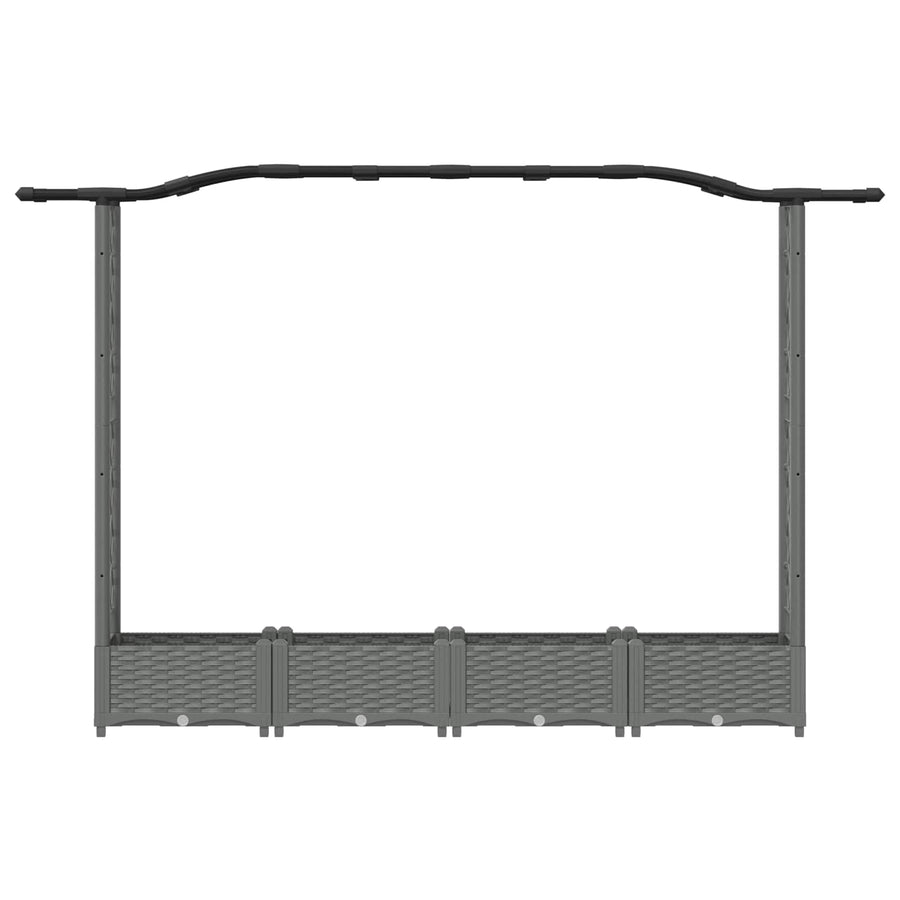 Verhoogd Bed met Trellis en Dak Lichtgrijs 207 x 40 x 126 cm PP