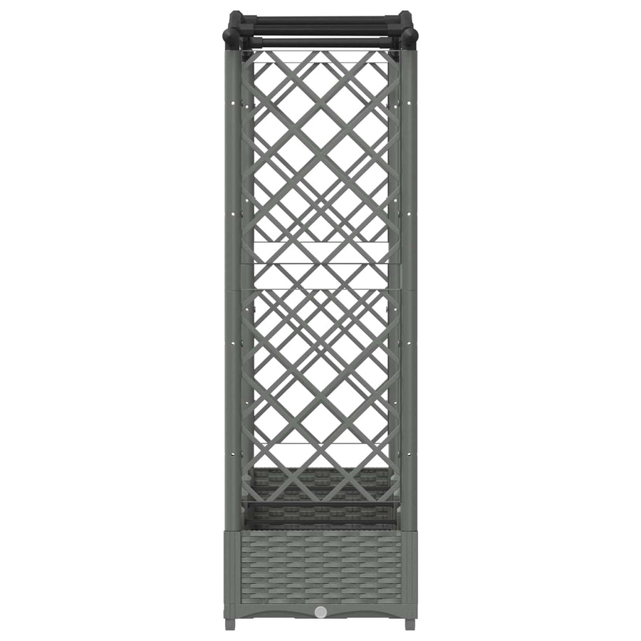 Verhoogd Bed met Trellis en Dak Lichtgrijs 207 x 40 x 126 cm PP