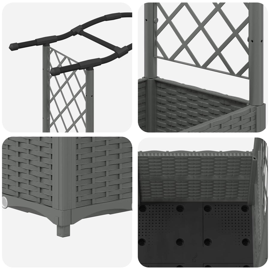Verhoogd Bed met Trellis en Dak Lichtgrijs 125 x 40 x 138 cm PP