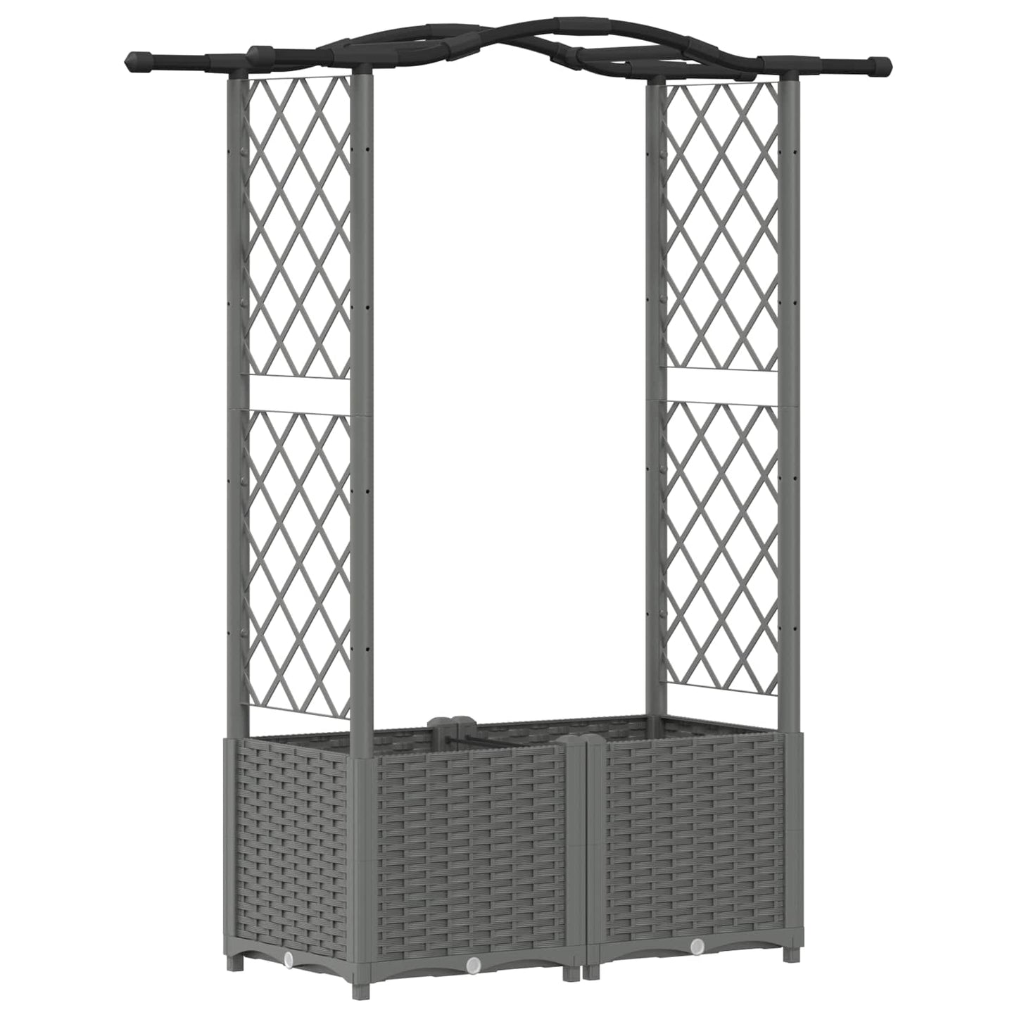 Verhoogd Bed met Trellis en Dak Lichtgrijs 125 x 40 x 138 cm PP