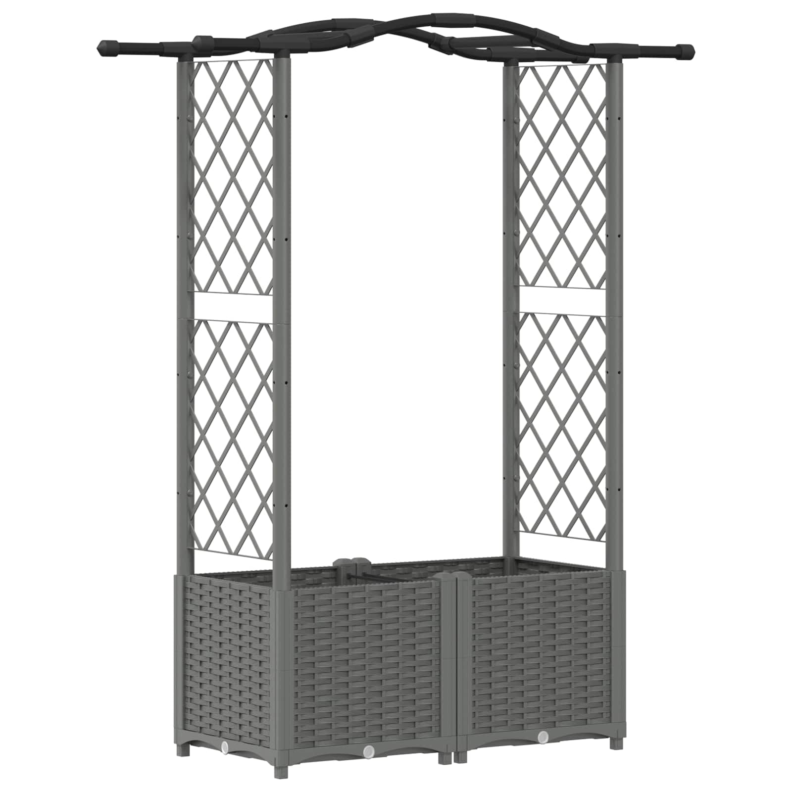 Verhoogd Bed met Trellis en Dak Lichtgrijs 125 x 40 x 138 cm PP