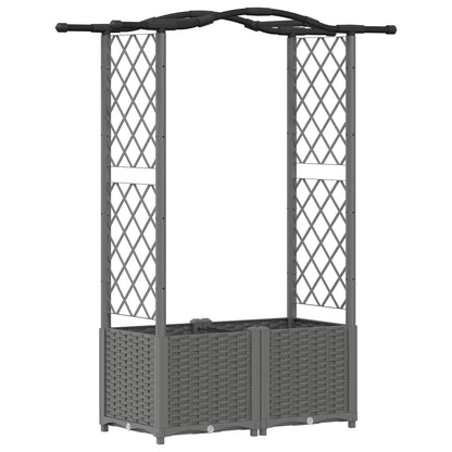 Verhoogd Bed met Trellis en Dak Lichtgrijs 125 x 40 x 138 cm PP