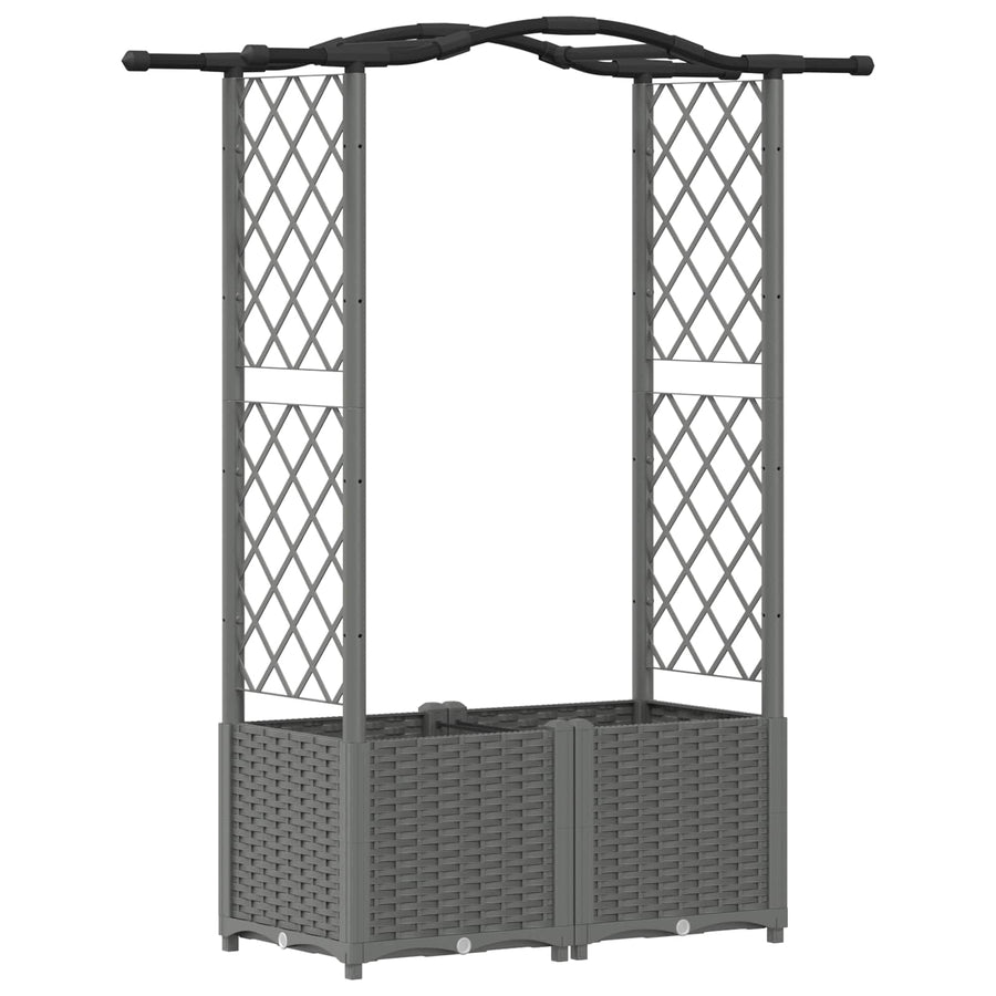 Verhoogd Bed met Trellis en Dak Lichtgrijs 125 x 40 x 138 cm PP
