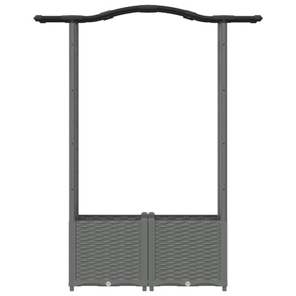 Verhoogd Bed met Trellis en Dak Lichtgrijs 125 x 40 x 138 cm PP
