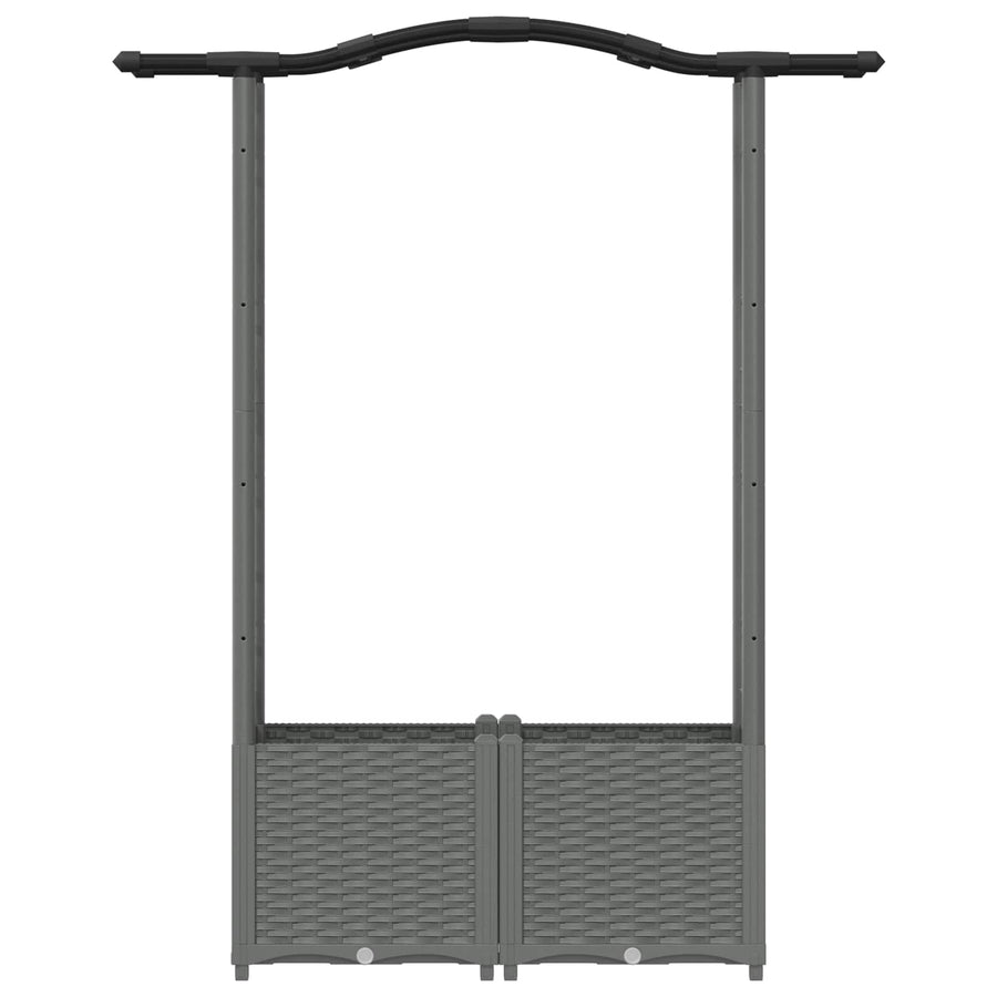 Verhoogd Bed met Trellis en Dak Lichtgrijs 125 x 40 x 138 cm PP