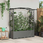 Verhoogd tuinbed met dak 164x40x142 cm lichtgrijs PP