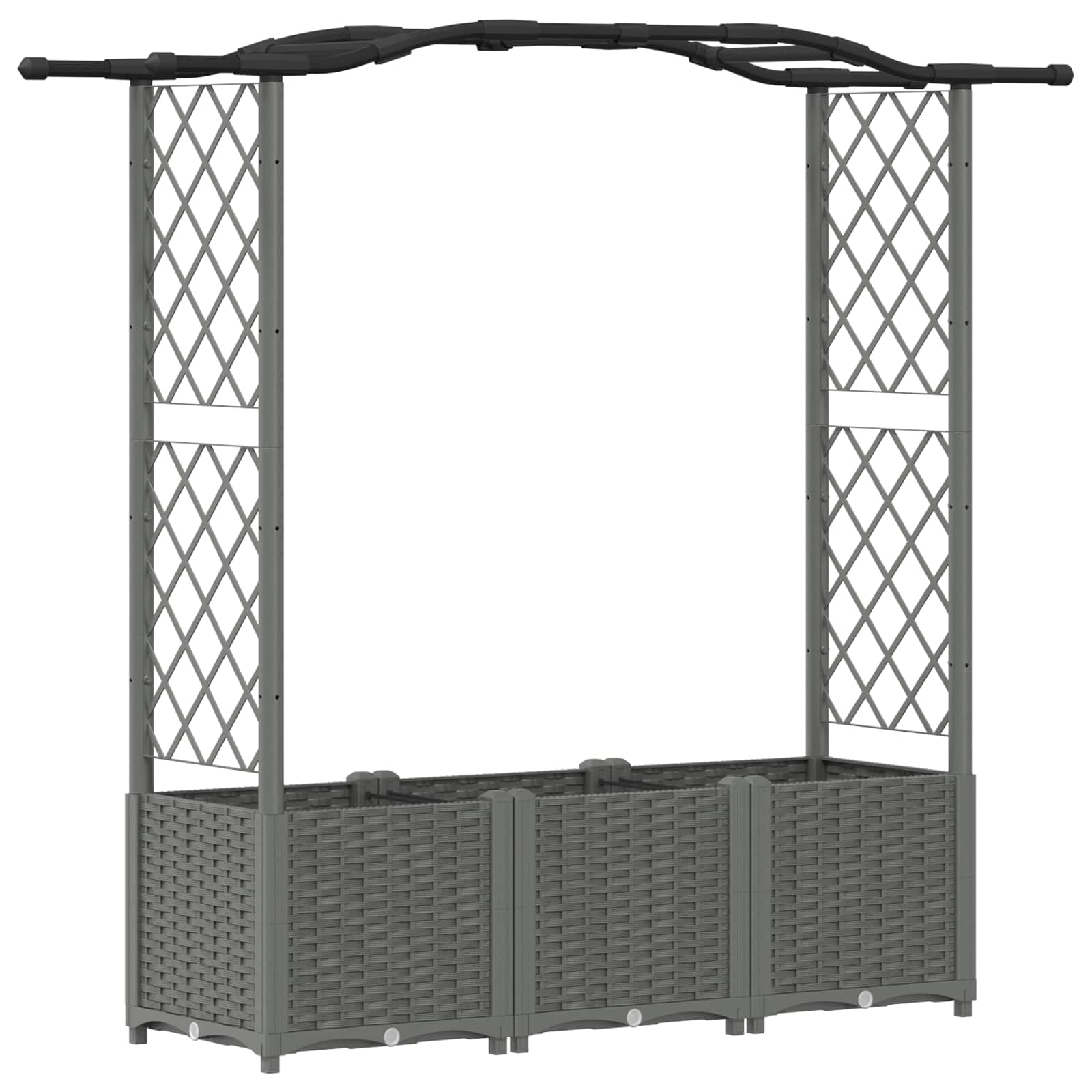 Verhoogd Bed met Trellis en Dak Lichtgrijs 164 x 40 x 142 cm PP