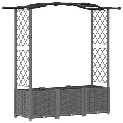 Verhoogd Bed met Trellis en Dak Lichtgrijs 164 x 40 x 142 cm PP