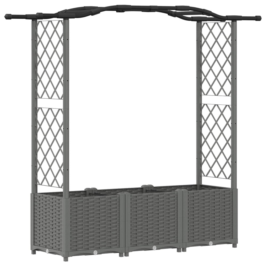Verhoogd Bed met Trellis en Dak Lichtgrijs 164 x 40 x 142 cm PP