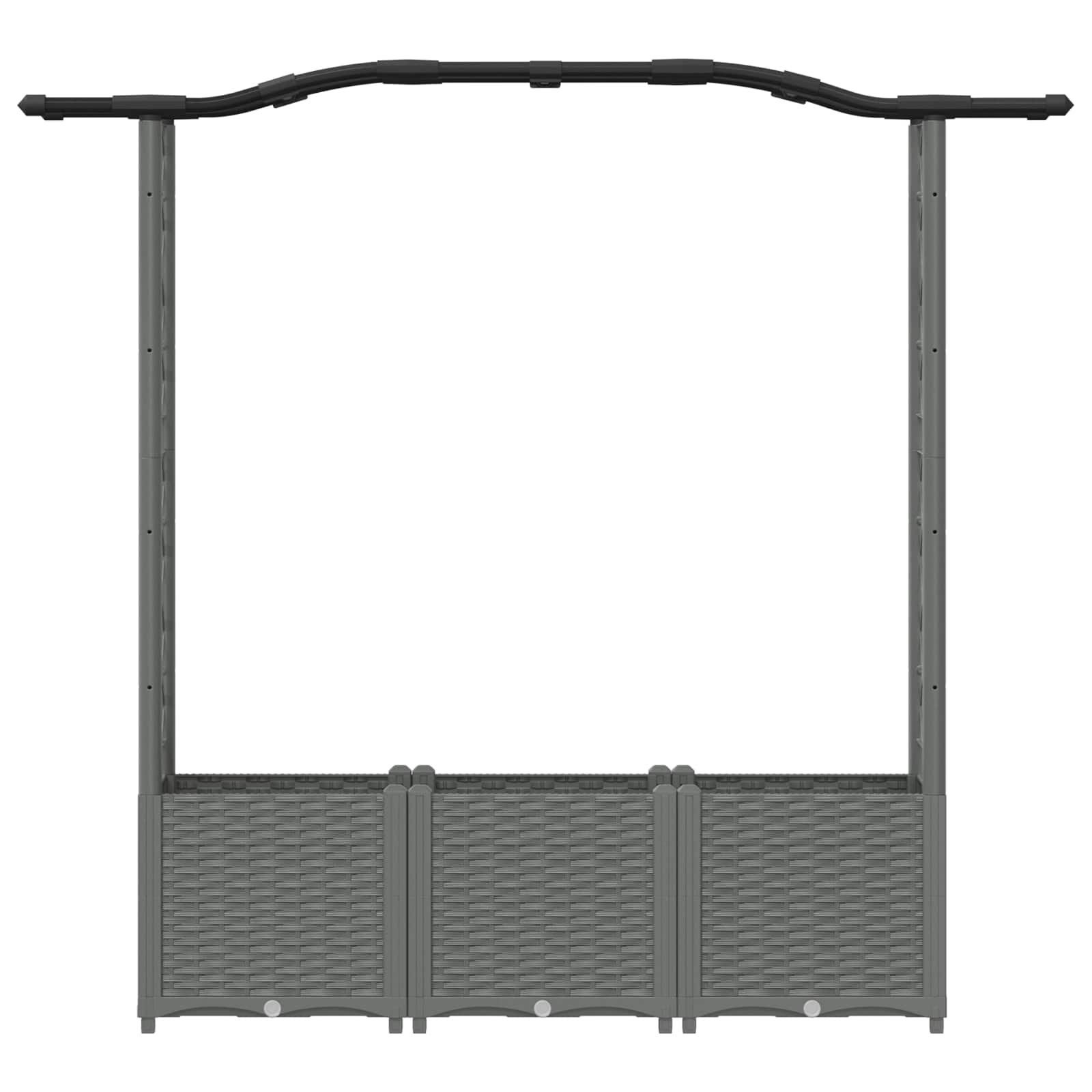Verhoogd Bed met Trellis en Dak Lichtgrijs 164 x 40 x 142 cm PP