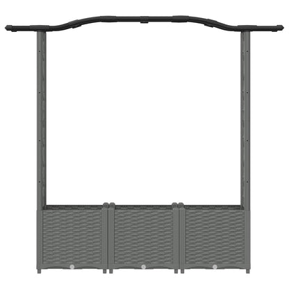 Verhoogd Bed met Trellis en Dak Lichtgrijs 164 x 40 x 142 cm PP