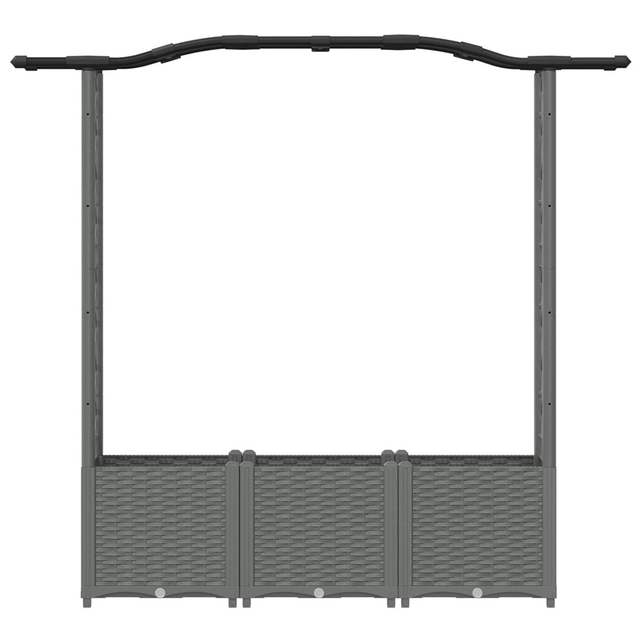 Verhoogd Bed met Trellis en Dak Lichtgrijs 164 x 40 x 142 cm PP